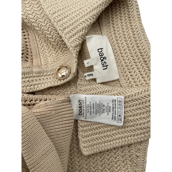 Ba&Sh 'Val' Beige Cotton Cardigan Size L - Picture 4 of 4